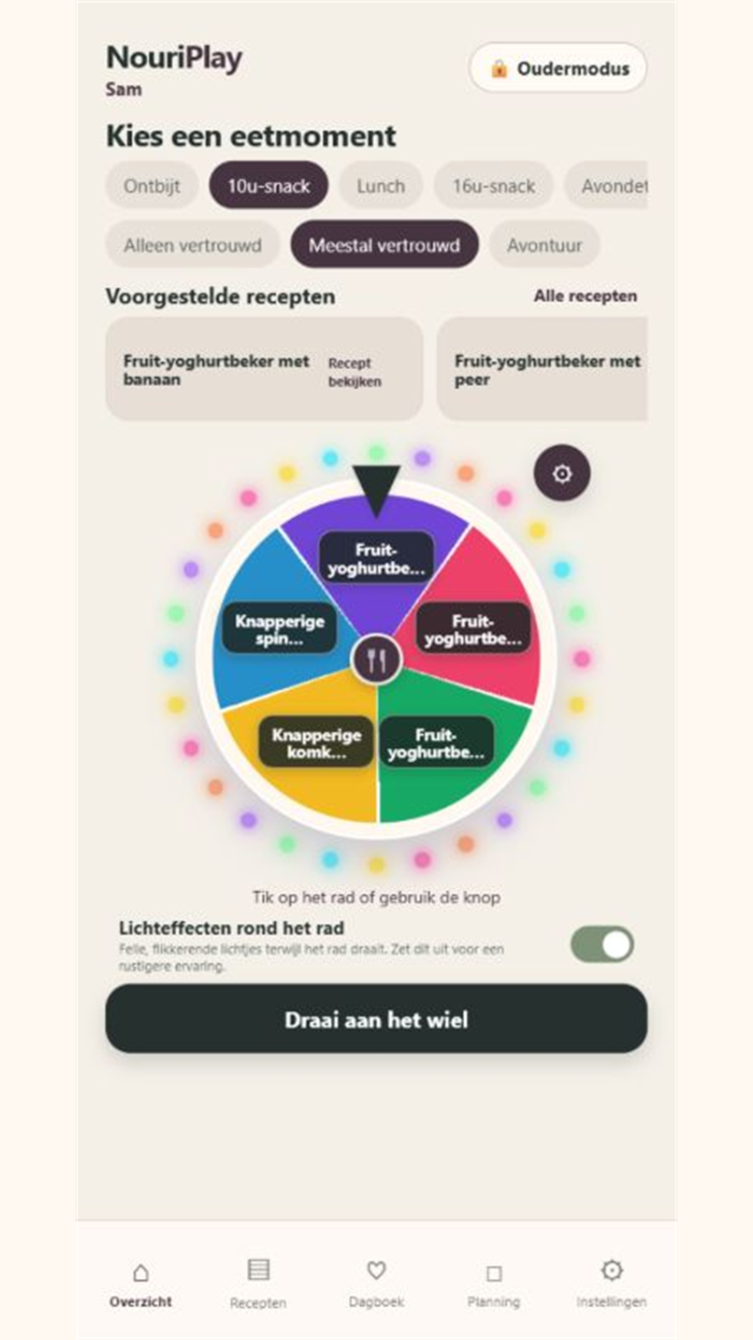 Family Meal Wheel app screen