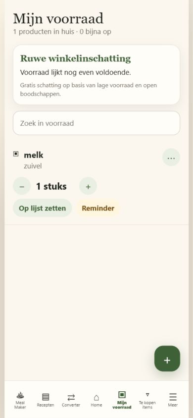 Smart Meal and Pantry stock screen