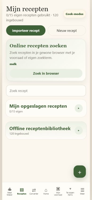 Smart Meal and Pantry recipes screen