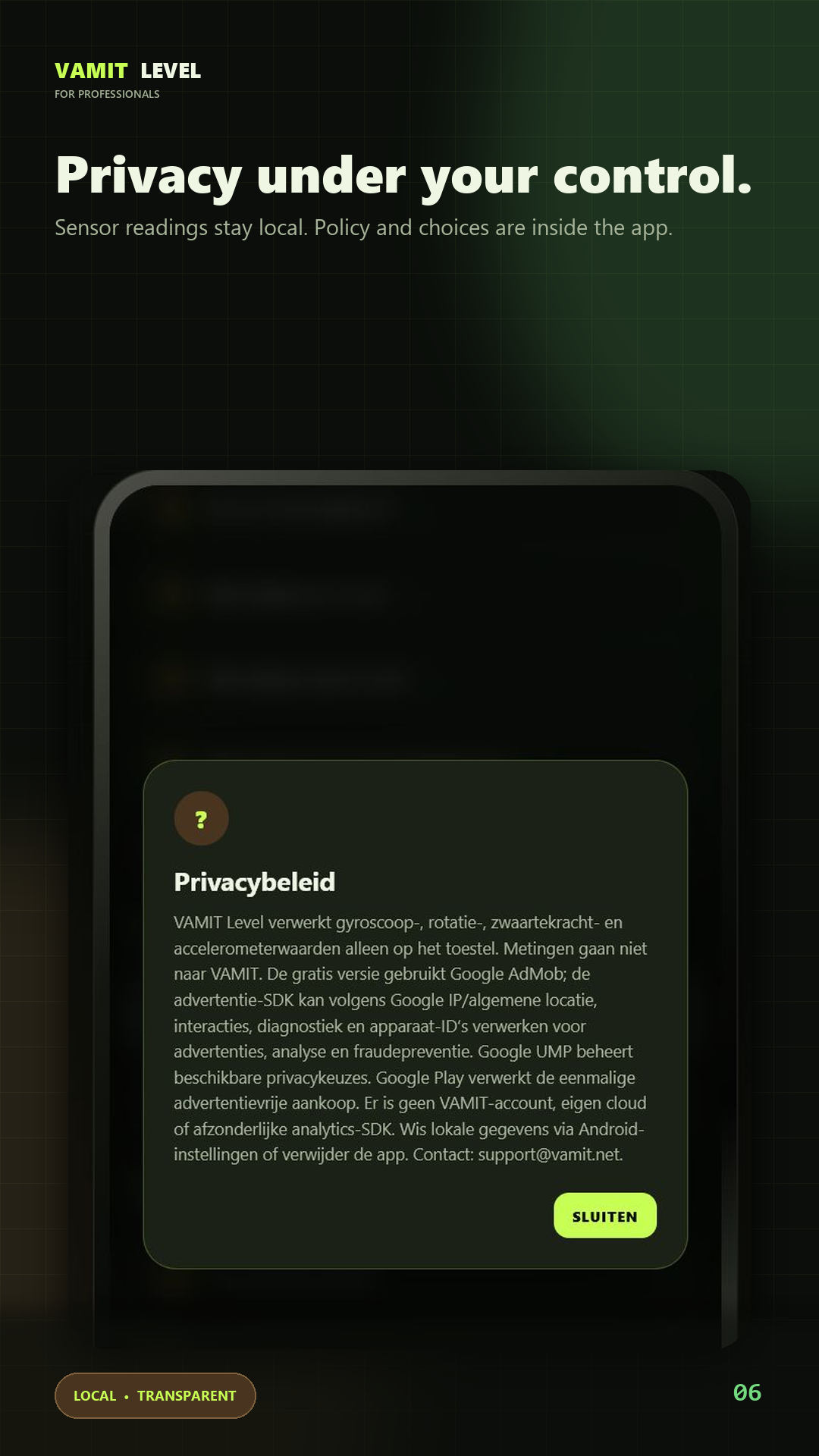 VAMIT Level privacy and advertising settings